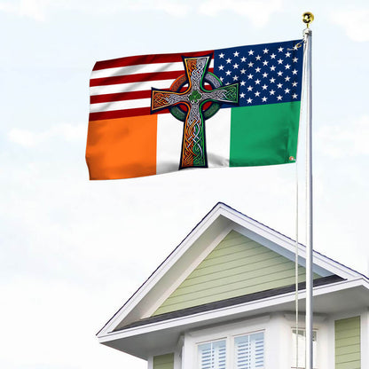 Irish Celtic Knot Cross St. Patrick’s Day Irish American Grommet Flag TPT1539GF