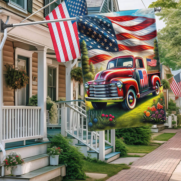 Flagwix American Flag - Independence Day With Red Classic Truck American Flag MLN3074F