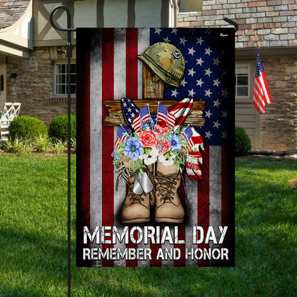 Memorial Day Remember and Honor Veteran Boots Patriotic Flag MLN5330NTH