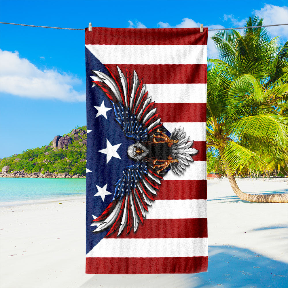 Patriotic American Eagle Happy Beach Towel TPT2765PS