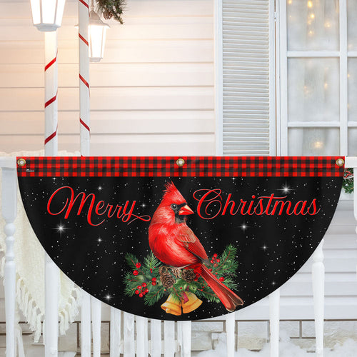 Cardinal Merry Christmas Fan Flag - Holiday Gift & Festive Home Décor, Non-Pleated TPT2322FL - 3-Day Shipping