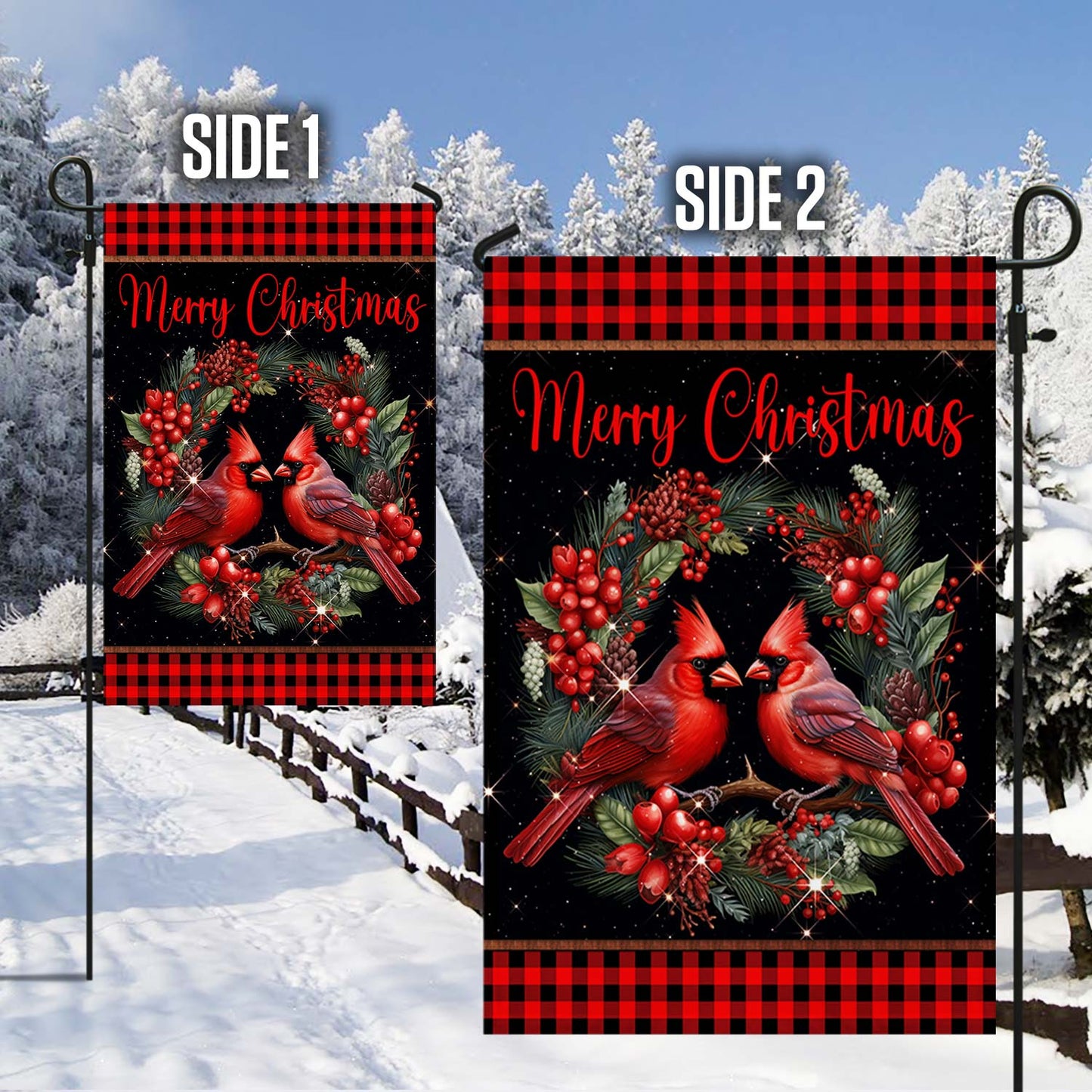 Cardinal Merry Christmas Garden Flag &amp; Mailbox Cover TQN1811MF