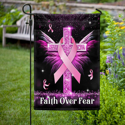Breast Cancer Awareness Flag Faith Over Fear Cross TQN830F
