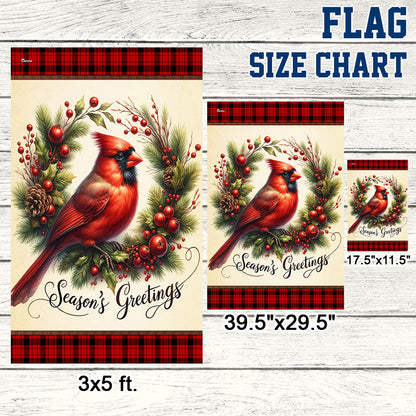 Cardinal Christmas Wreath Flag TQN1946F