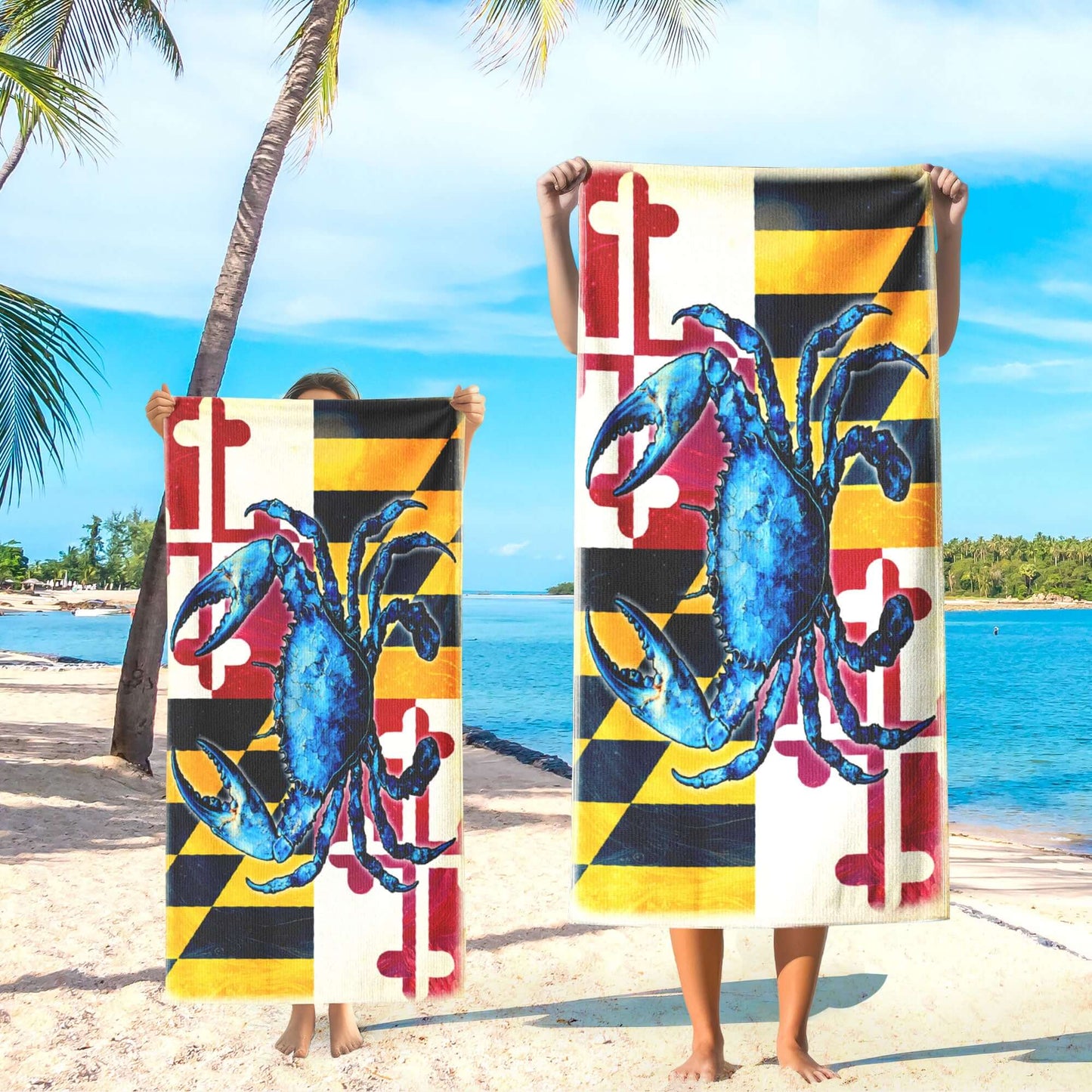 Maryland Blue Crab Coastal Summer Vibes Beach Towel TQN5280HVN