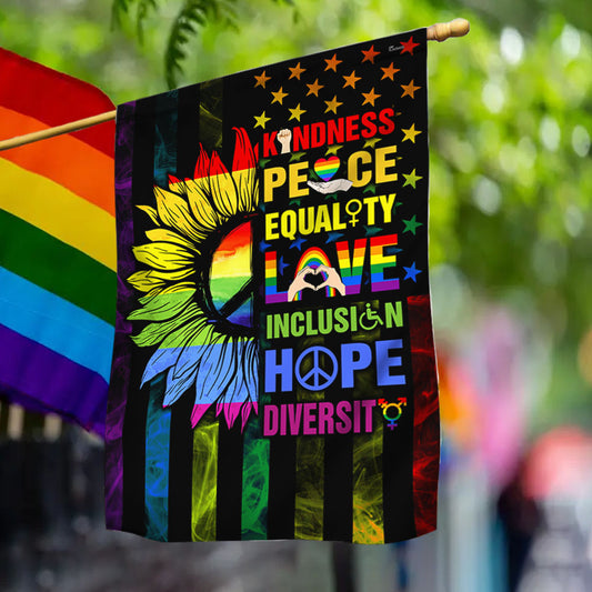 Kindness Peace Equality Love Inclusion Hope Diversity Sunflower Flag BNN401F