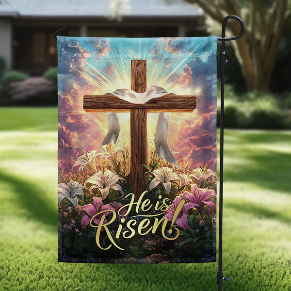 Easter Cross He Is Risen Resurrection of Jesus Christian Cross Flag MLN5439DTD
