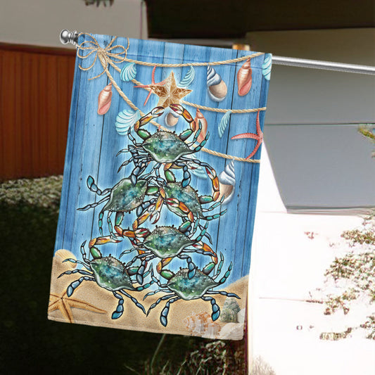 Blue Crab Christmas Flag