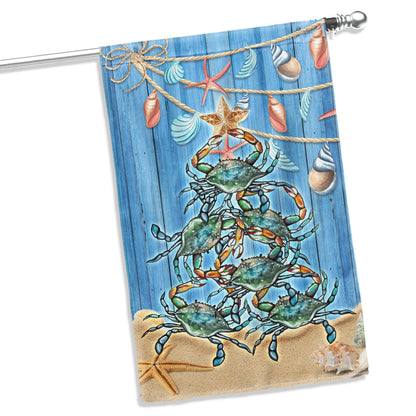 Blue Crab Christmas Flag