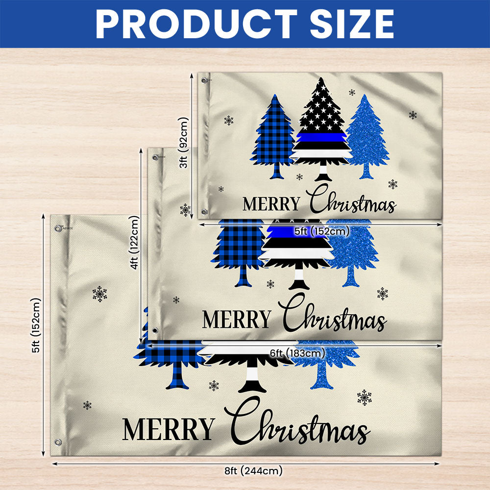 Thin Blue Line Merry Christmas Flag - Police Law Enforcement Grommet Flag for Holiday Decor
