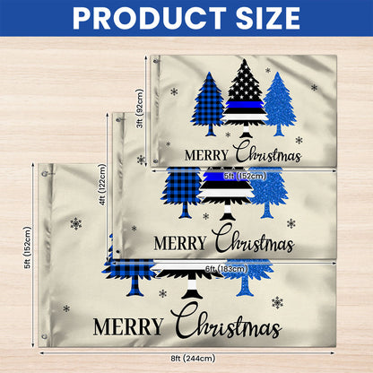 Thin Blue Line Merry Christmas Flag - Police Law Enforcement Grommet Flag for Holiday Decor