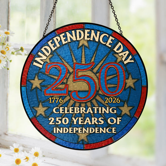 USA 250 Years Glass Suncatcher - Patriotic Window Hanging for 250th Anniversary