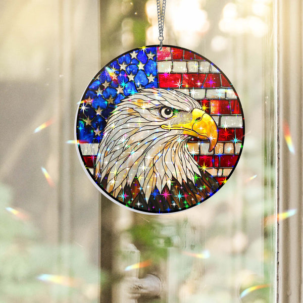 Eagle American Flag Hologram Window Hanging VTM1489LPN