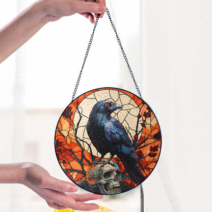 Raven Halloween Stained Glass Suncatcher VTM1625NGT