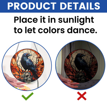 Raven Halloween Stained Glass Suncatcher VTM1625NGT