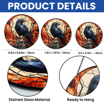 Raven Halloween Stained Glass Suncatcher VTM1625NGT