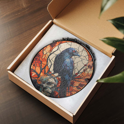 Raven Halloween Stained Glass Suncatcher VTM1625NGT