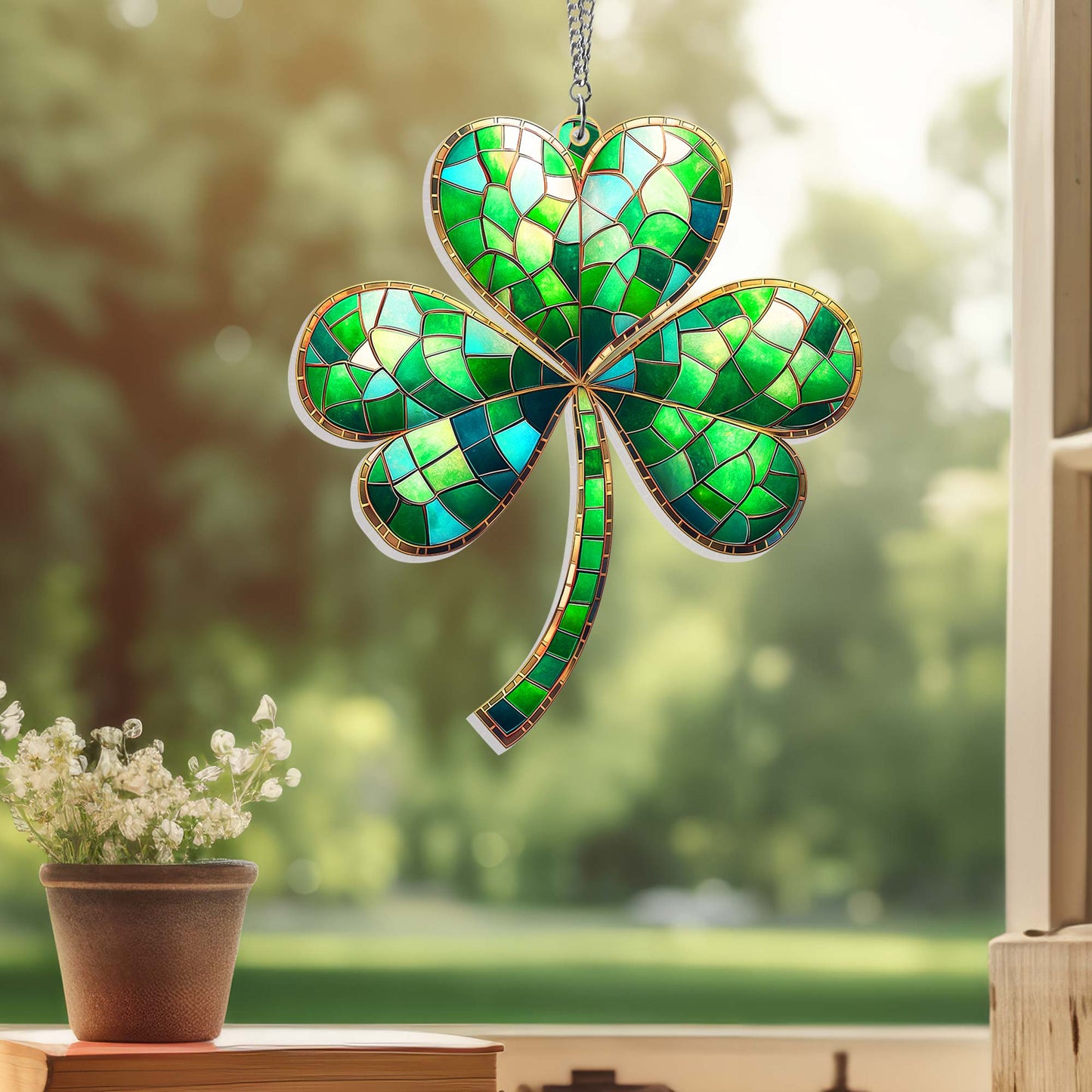 Shamrock Irish Green Clover St. Patrick's Day Ireland Suncatcher Hanging Window TQN5552TDH