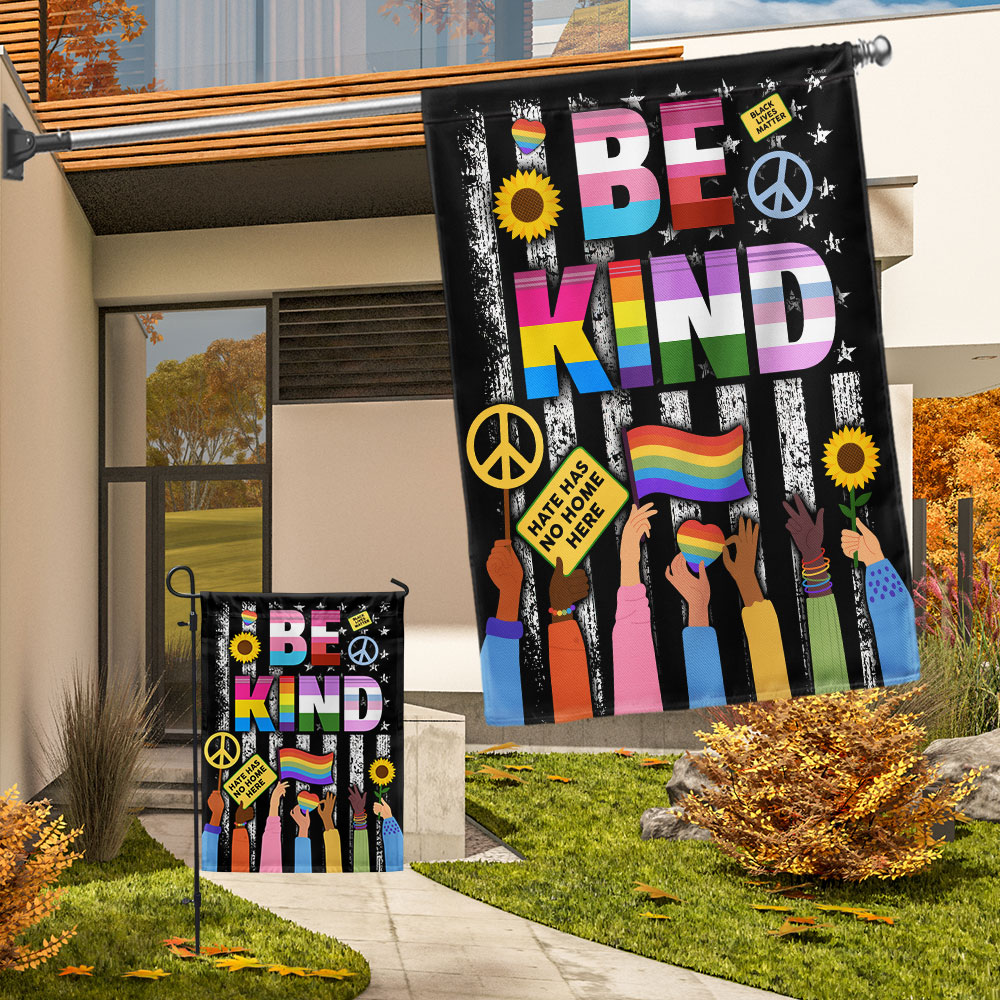 Be Kind Hippie Peace LGBTQ Kindness Equality Hate Has No Home Here Flag MLN1457F