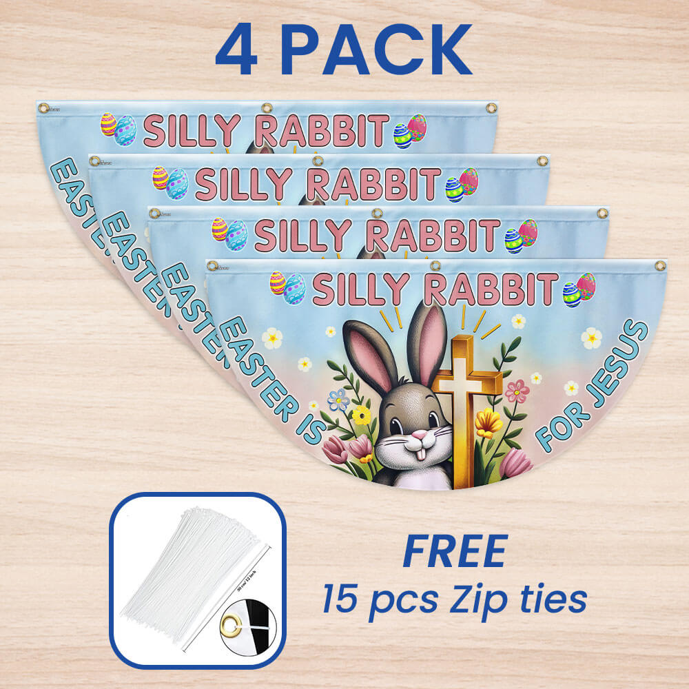 Bunny Easter Day Silly Rabbit Easter is for Jesus Non-Pleated Fan Flag MLN2629FL