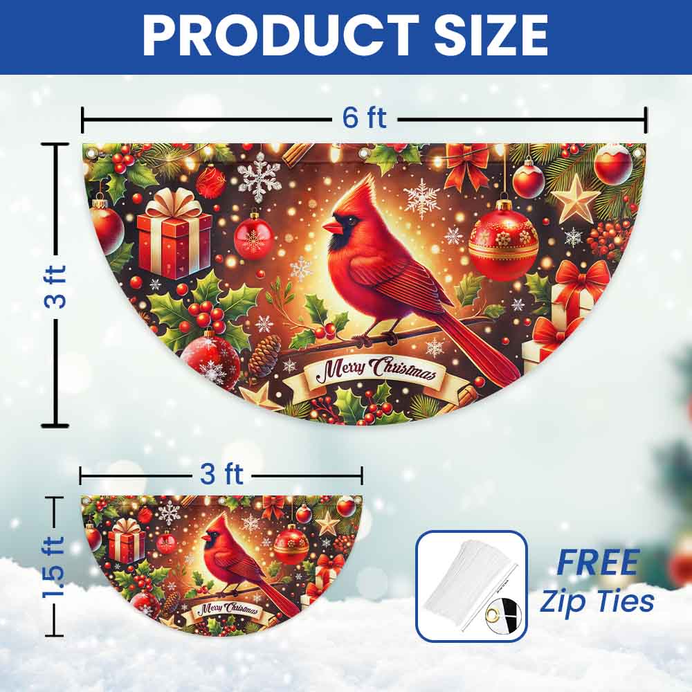 Cardinal Merry Christmas Non-Pleated Fan Flag TQN3908FL