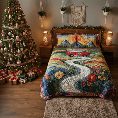 Vintage Wanderlust 3-Piece Quilted Bedding Set NCU0PT3731