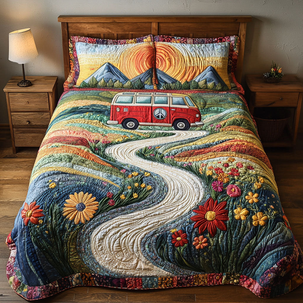 Vintage Wanderlust 3-Piece Quilted Bedding Set NCU0PT3731