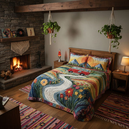 Vintage Wanderlust 3-Piece Quilted Bedding Set NCU0PT3731