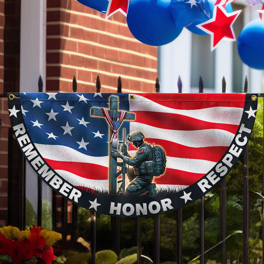 Stand For The Flag, Veteran Christian Cross Memorial Day Non-Pleated Fan Flag TPT2691TNB