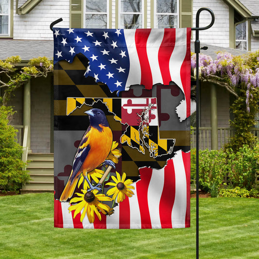 Maryland Flag Baltimore Oriole And Black-eyed Susan, Maryland US Flag TPT766F