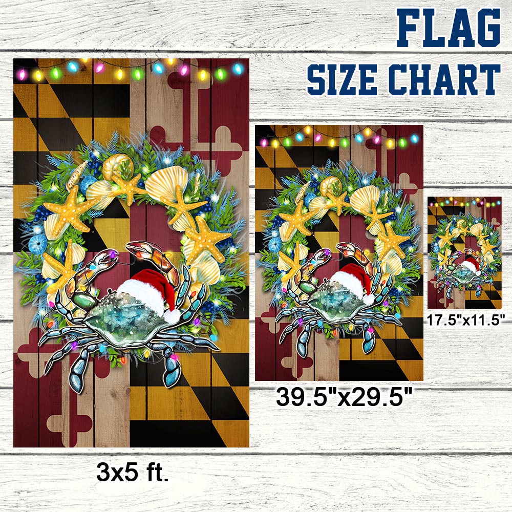 Blue Crab Maryland Christmas Flag TPT480F