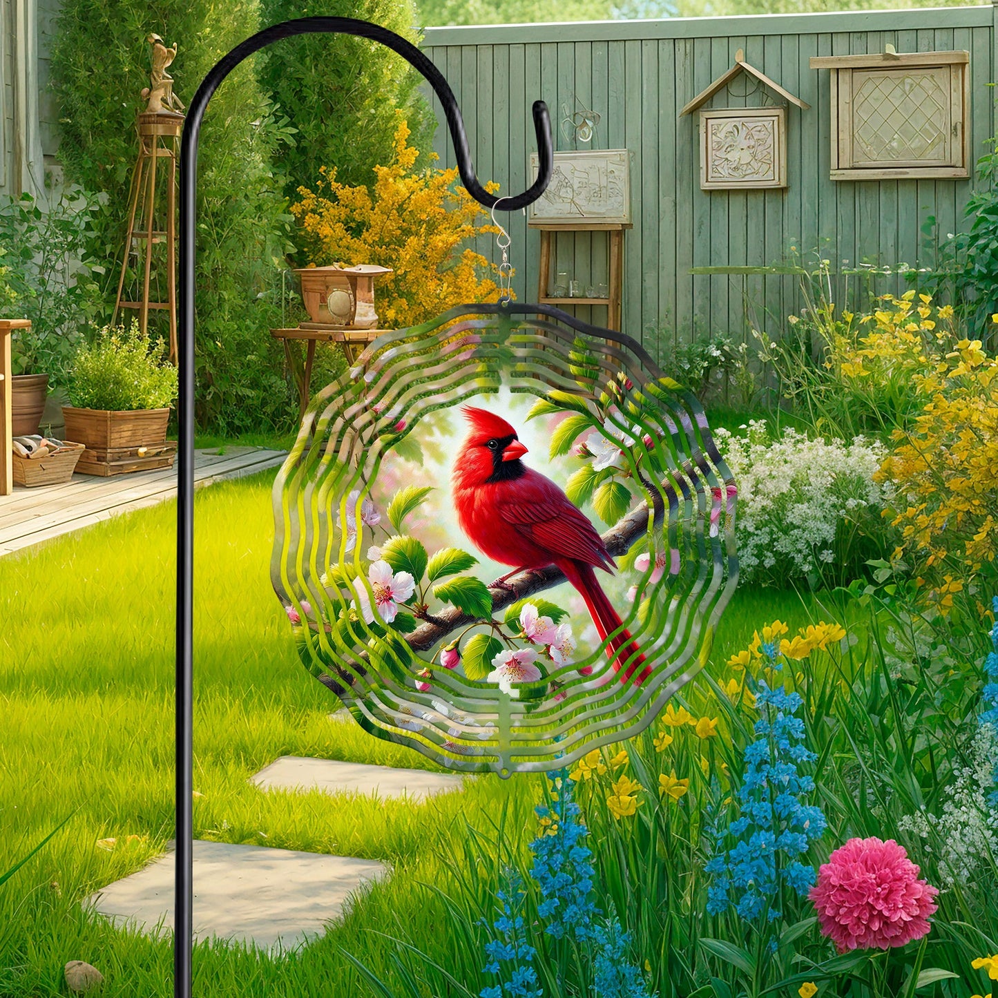 Red Cardinal Bird Spring Wind Spinner VTM930WS