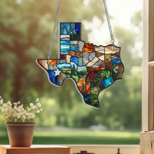 Texas Map Suncatcher Acrylic Hanging Sign TQN4564AS