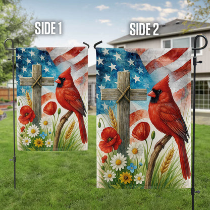 Memorial Cardinal Christian Cross American Flag TPT2709TNB