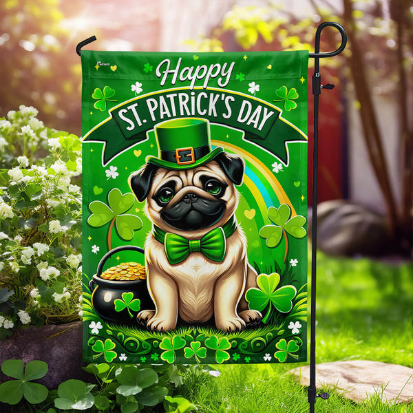 FLAGWIX  Pug Dog Happy St. Patrick's Day Welcome Flag MLN2588F