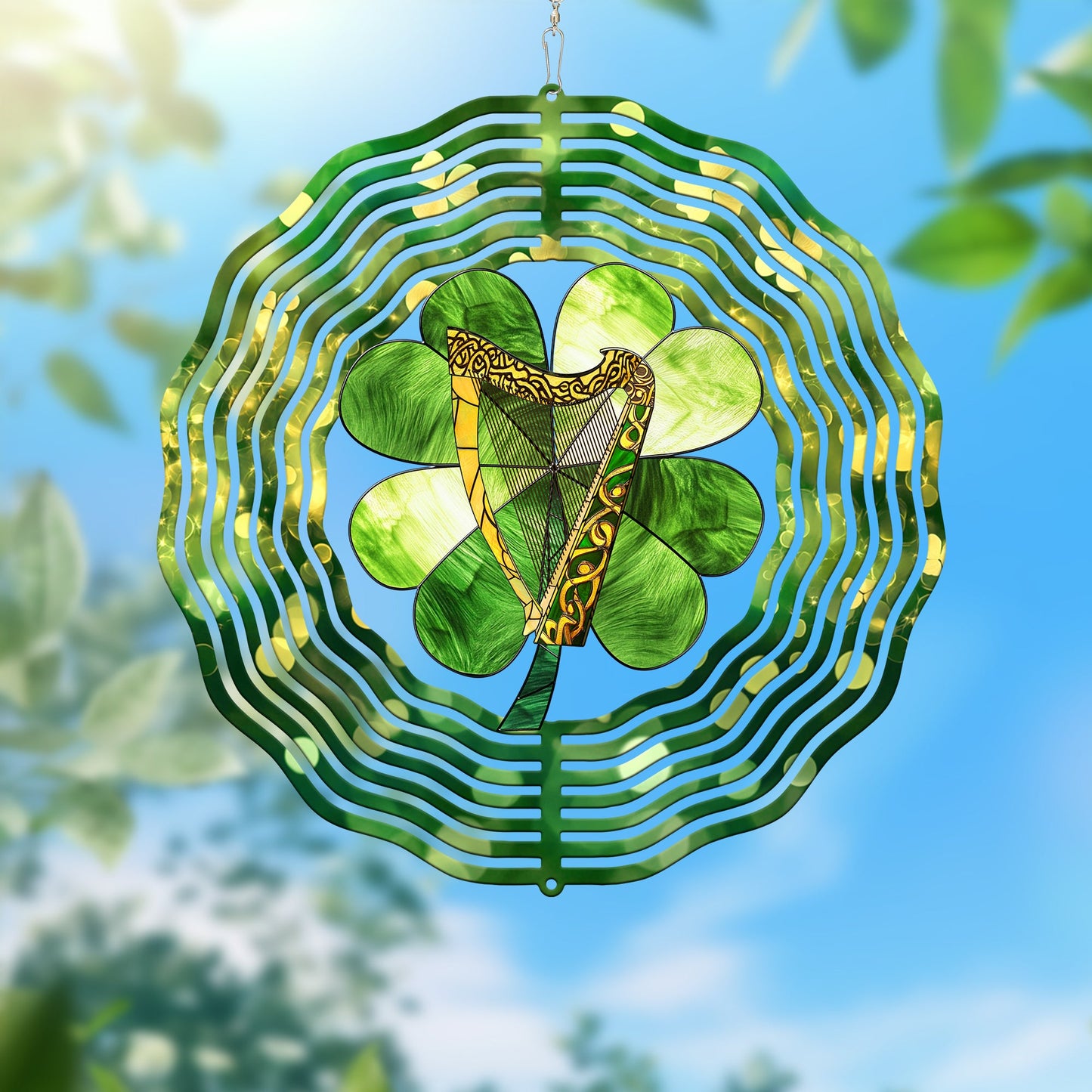 Irish Harp And Shamrocks St. Patrick's Day Wind Spinner VTM1054NGT