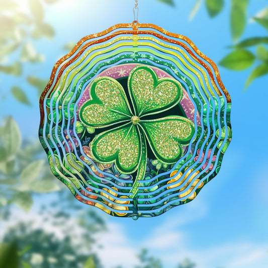 St. Patrick's Day Shamrock Rainbow Floral Wind Spinner VTM1047NGT