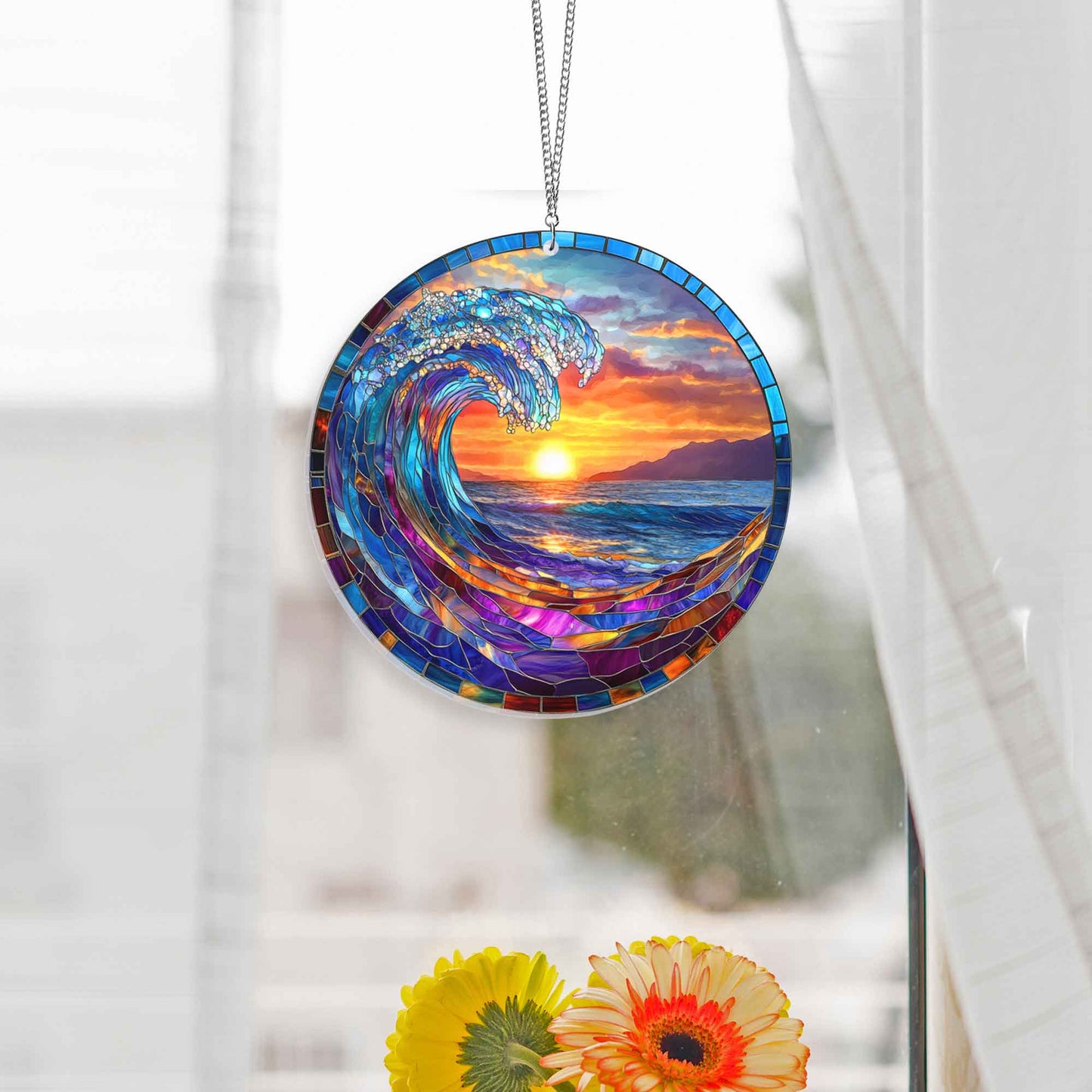 Sea Wave Suncatcher Ocean Beach Acrylic Hanging Sign TQN4456AS