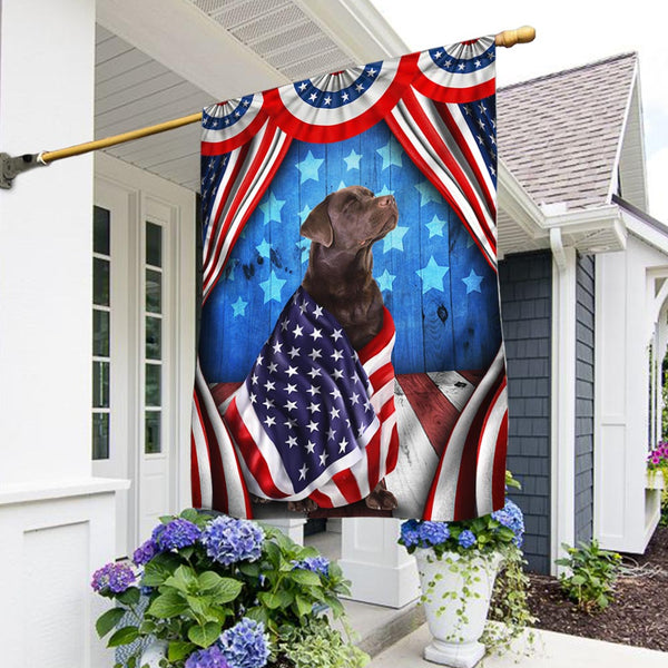 Flagwix American Flag - Happy 4th Of july. Chocolate Labrador Retriever American Flag Wrapped in Glory TPT898F