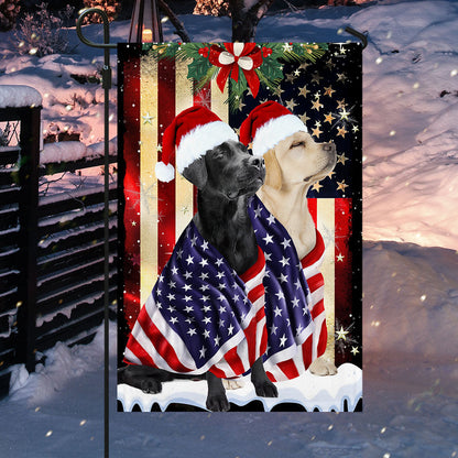 Black And Yellow Labrador Retrievers Flag Merry Christmas BNL285Fv18
