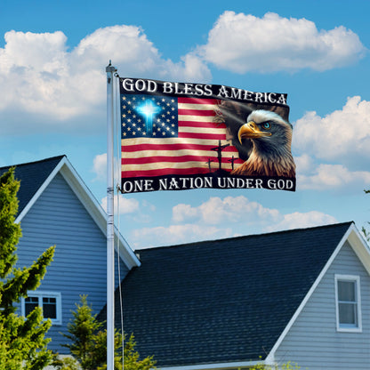 Patriot Eagle Christian God Bless America One Nation Under God Grommet Flag MLN5766NTH