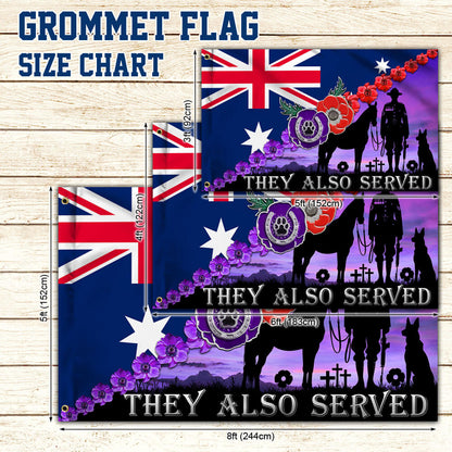 Anzac Day, Remembrance Day Red Purple Poppy They Also Served Grommet Flag TQN2698GF