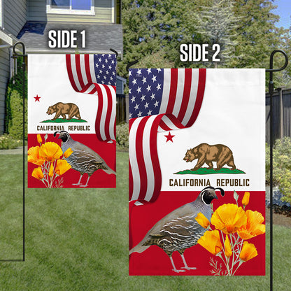 California State California Quail Bird and Golden Poppy Flower Flag MLN1141Fv49