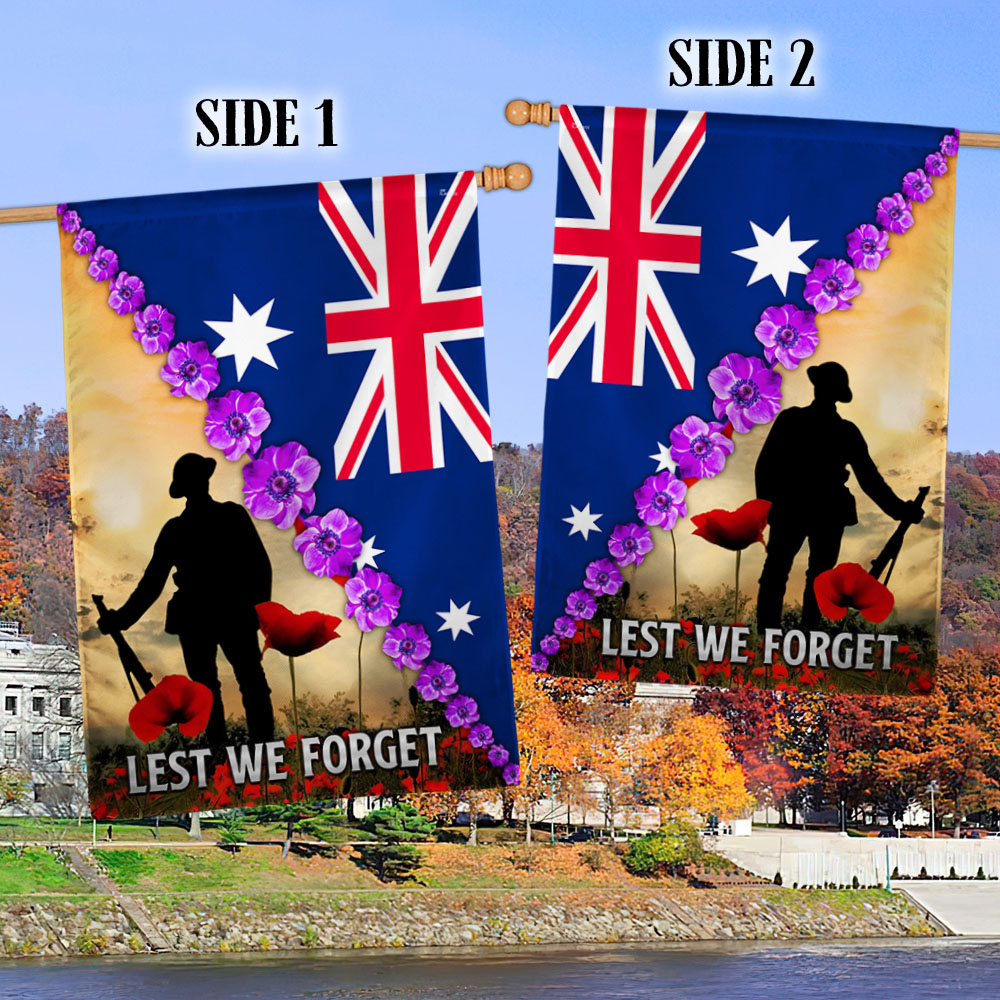 Anzac Day Lest We Forget Purple Poppy Australia Veteran Flag MLN925F