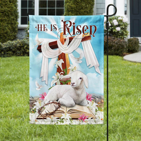 Easter Flag He Is Risen Christian Cross Lamb TQN1007F