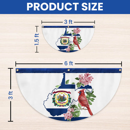 Cardinal and Rhododendron Flower, West Virginia Non-Pleated Fan Flag TPT1858FL