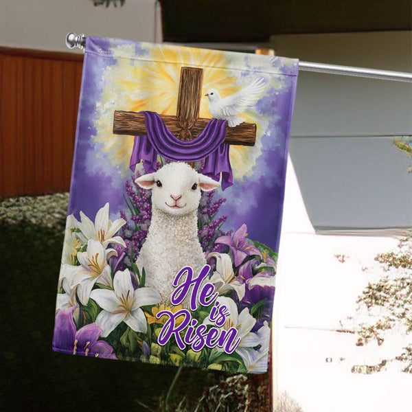 Christian Easter He is Risen Easter Lamb Flag MLN5526DTD