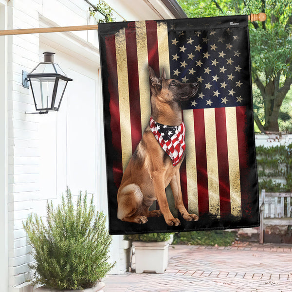 Dog Flag Belgian Shepherd American Flag Wrapped in Glory QTR711F