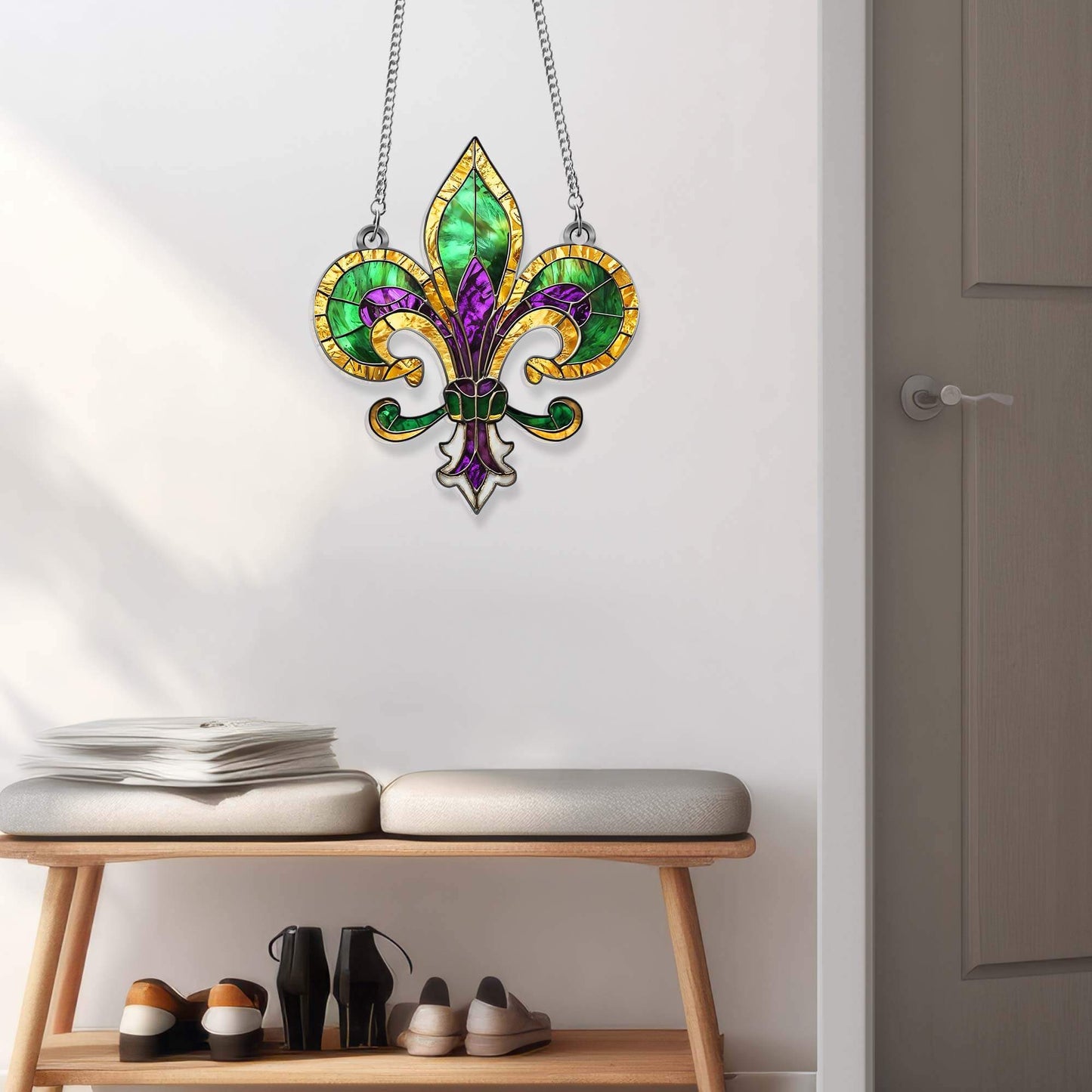 Mardi Gras Fleur De Lis Acrylic Suncatcher Hanging TPT2604TNB