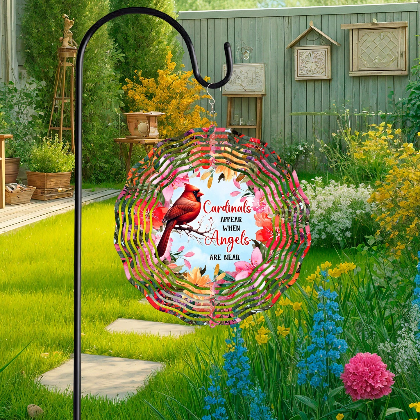 Memorial Red Cardinal Floral Wind Spinner VTM1056NTH